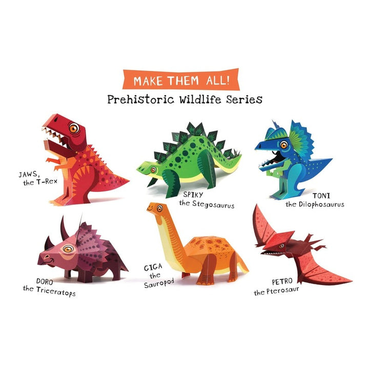 Box Set of 6 DIY Mini Prehistoric Dinosaurs Paper Craft Kits