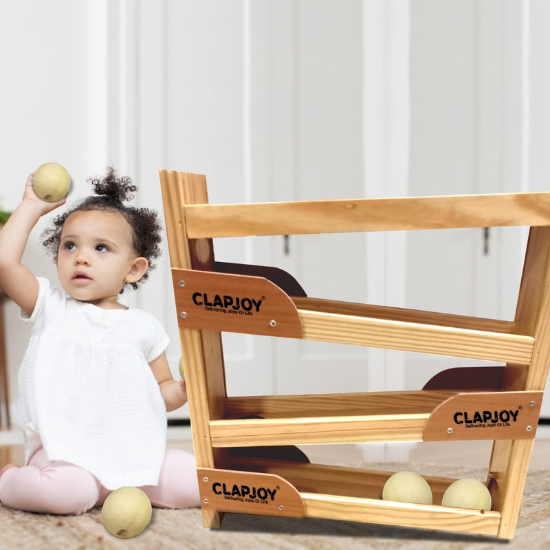 Montessori Wooden Ball Tracker with 3 Wooden Balls