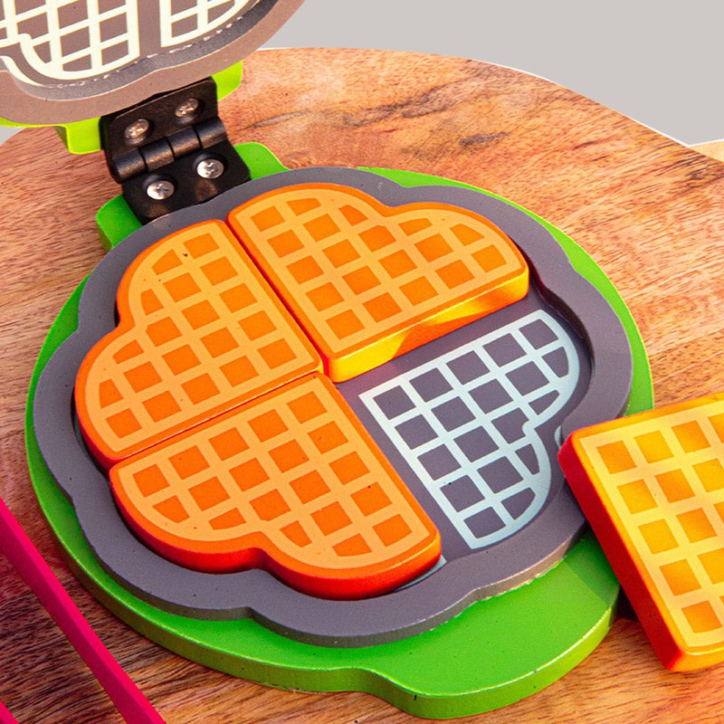 Wooden Waffle Maker Toddler & Kids Pretend Play Cooking Toy Set