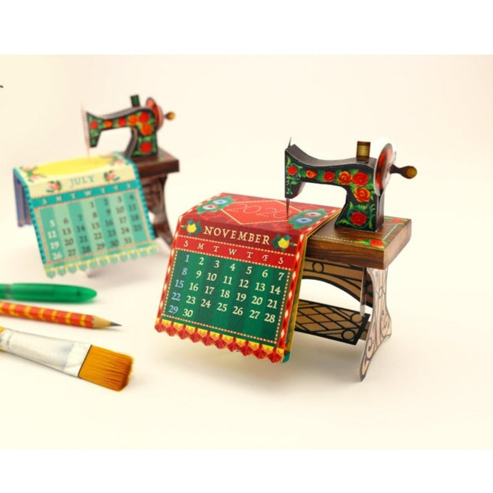 Mini Sewing Machine Desk Calendar 2023 DIY Paper Craft Kit