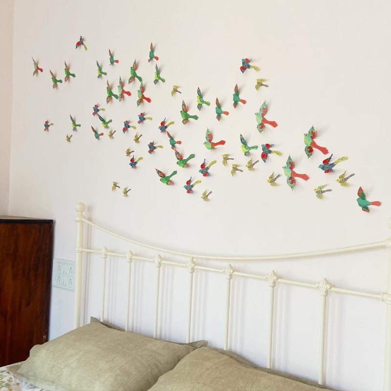 Paper Birds for Wall Decoration: Set of 24