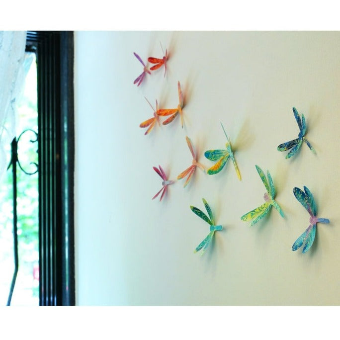 Paper Dragonflies for Wall Decoration: Set of 24