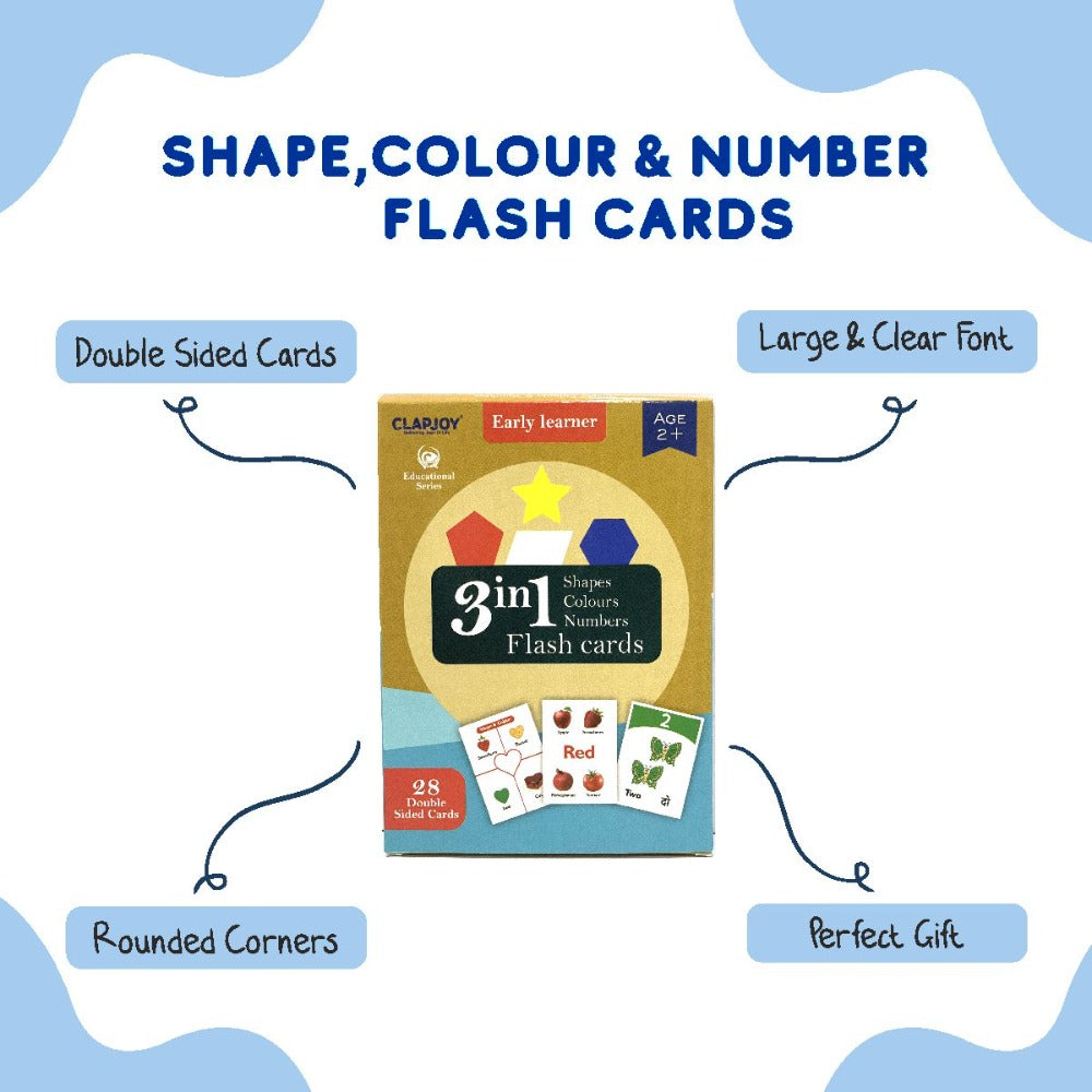 3 in 1 Double Sided Flash Cards for Kids