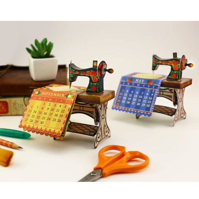 Mini Sewing Machine Desk Calendar 2023 DIY Paper Craft Kit