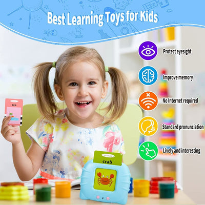 Educational Learning Talking Flash Card for Toddlers Kids | Reading Flashcards Toy for Kids | Preschool Montessori Toys for Kids-Blue