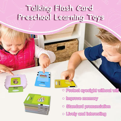 Educational Learning Talking Flash Card for Toddlers Kids | Reading Flashcards Toy for Kids | Preschool Montessori Toys for Kids-Pink