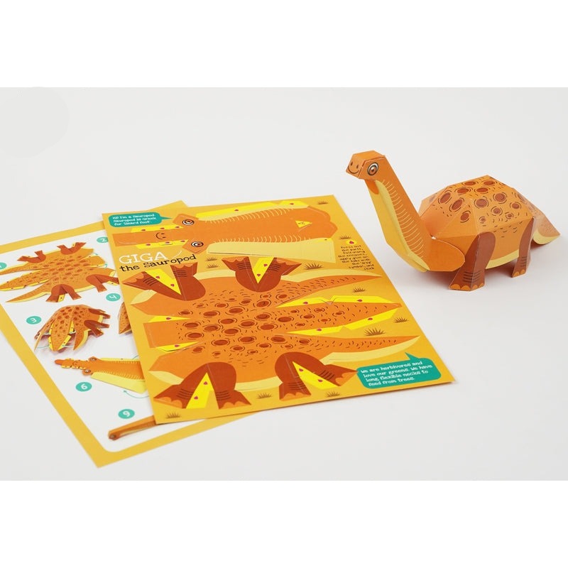 Box Set of 6 DIY Mini Prehistoric Dinosaurs Paper Craft Kits