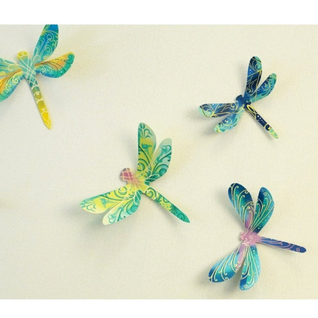 Paper Dragonflies for Wall Decoration: Set of 24