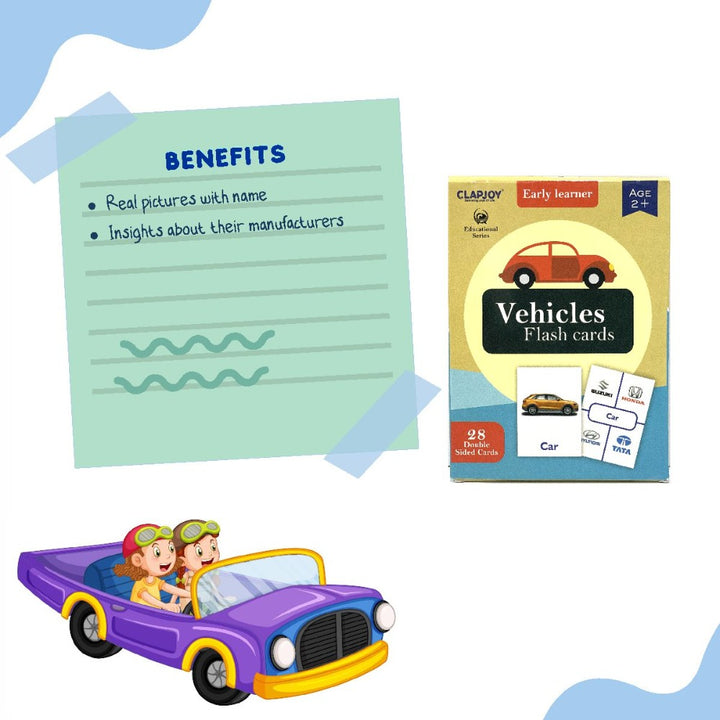 Vehicles Double Sided Flash Cards