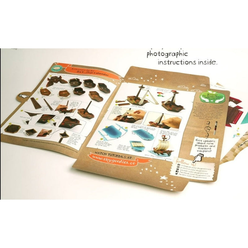 Adventure Ship Desk 3D Calendar 2023 & 2024 DIY Paper Craft Kit