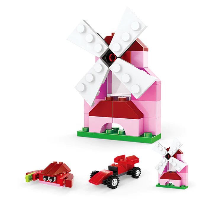 Designer Children's Building Blocks (Windmill) Pink Bricks 3-in-1 Toys (61 Pcs)