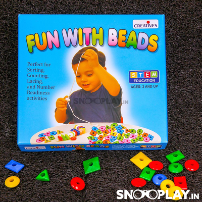 Fun With Beads (Learn Counting, Pattern Making, Colour & Shapes Sorting) For Kids