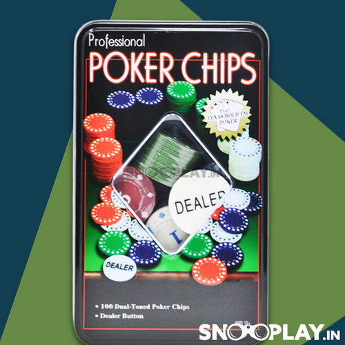 Professional Poker Chips - 100 Dual-Toned Poker Chips (Grown Ups) | Assorted Colors