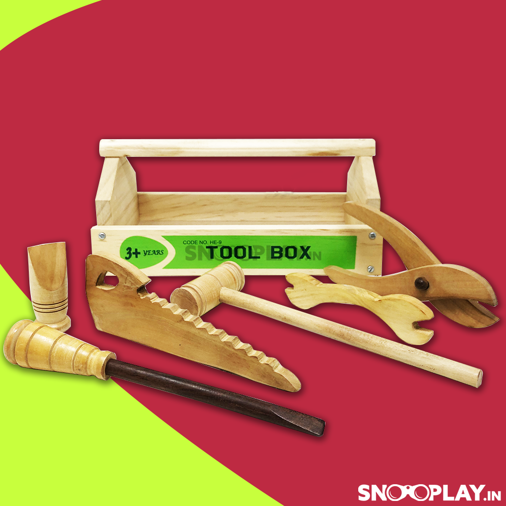 Wooden Tool Set With Tool Box Pretend Play Toy