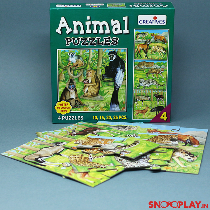 Set of 4  Animals Jigsaw Puzzles - Series 4 (2-4 Years)