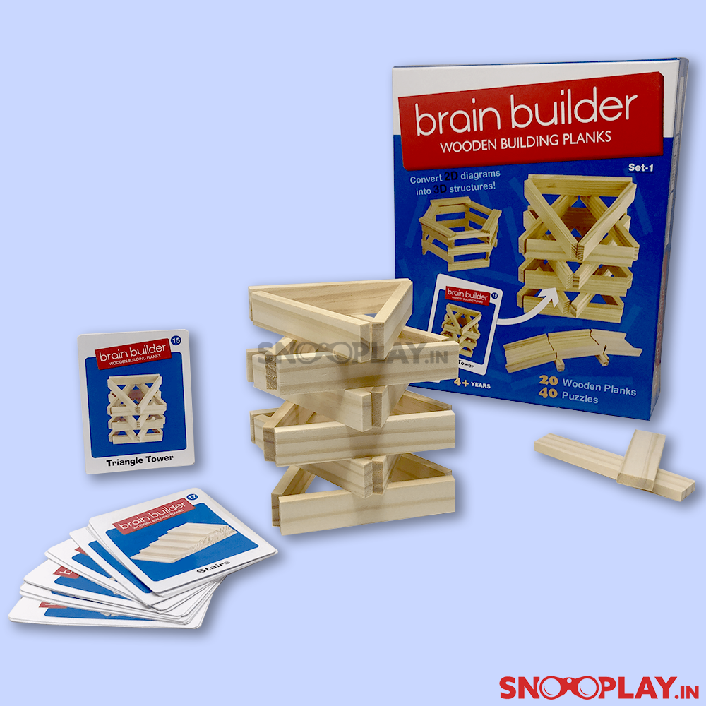 Brain Builder Wooden Building Plank Blocks (SET-1)