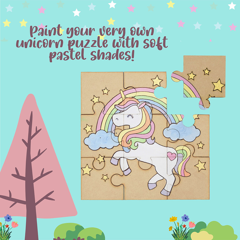 Unicorn Puzzle Kit DIY Activity for Kids, Painting and Puzzle Box for Kids