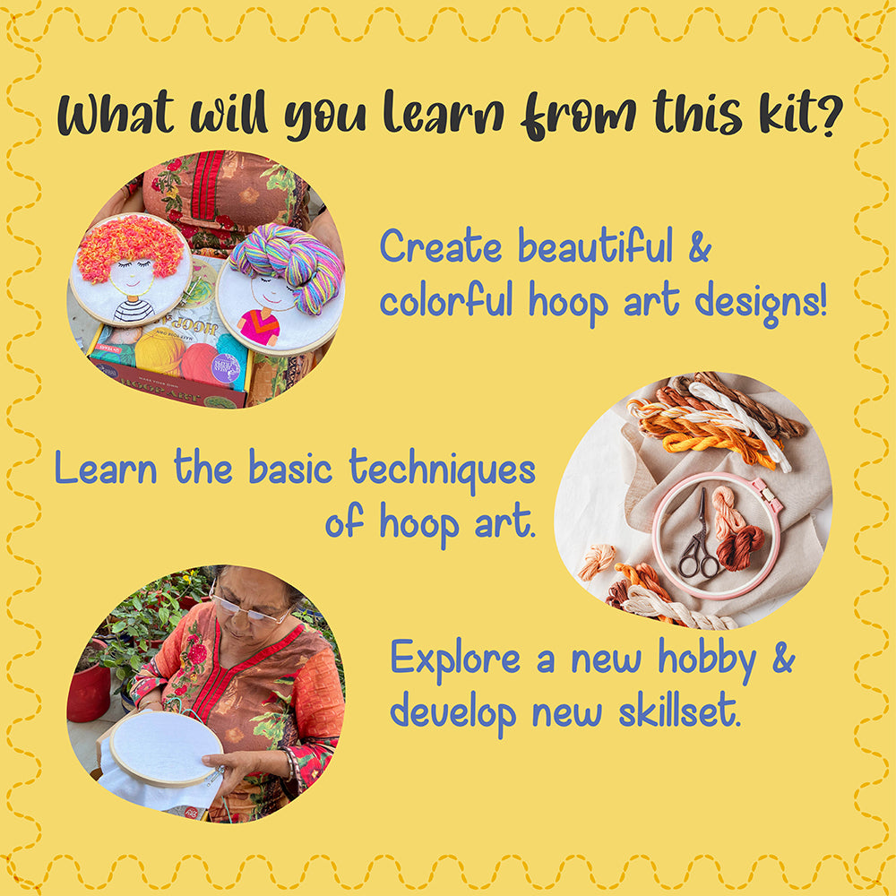 Embroidery Hoop Art Kit For Kids and Adults With Three Designs