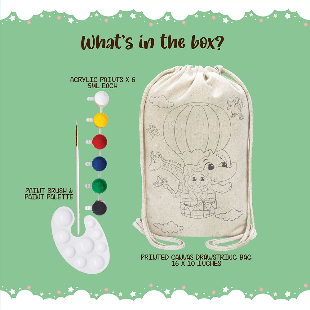 Drawstring Painting Kit, Animal Theme Printed Design DIY Painting Kit for Kids