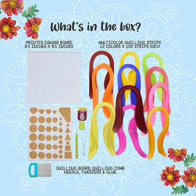 Quilling Mandala Kit, Paper Stripes Art Box Activity for Girls, Hobby Craft Kit