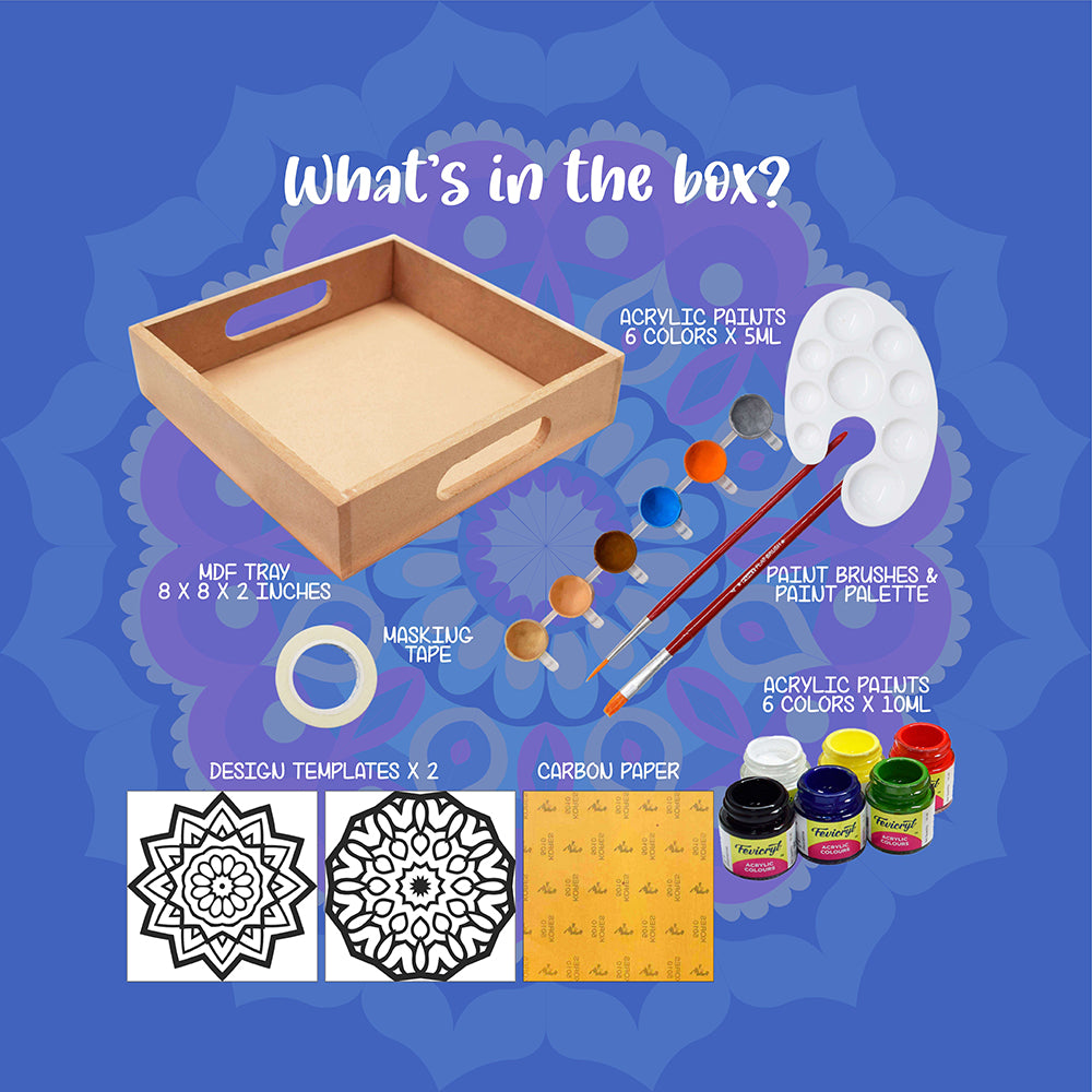 Mandala Art Beverage Tray, Painting Kit for Boys and Girls, Traditional Kit