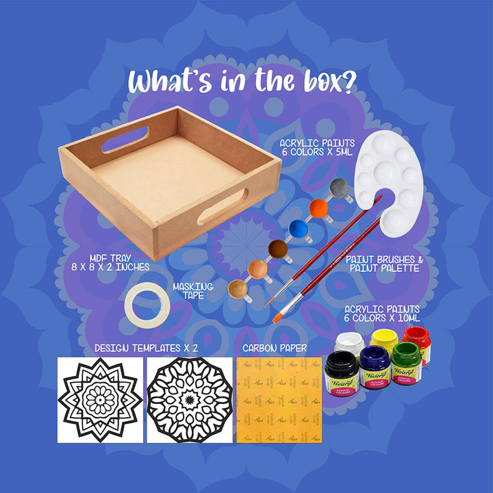 Mandala Art Beverage Tray, Painting Kit for Boys and Girls, Traditional Kit