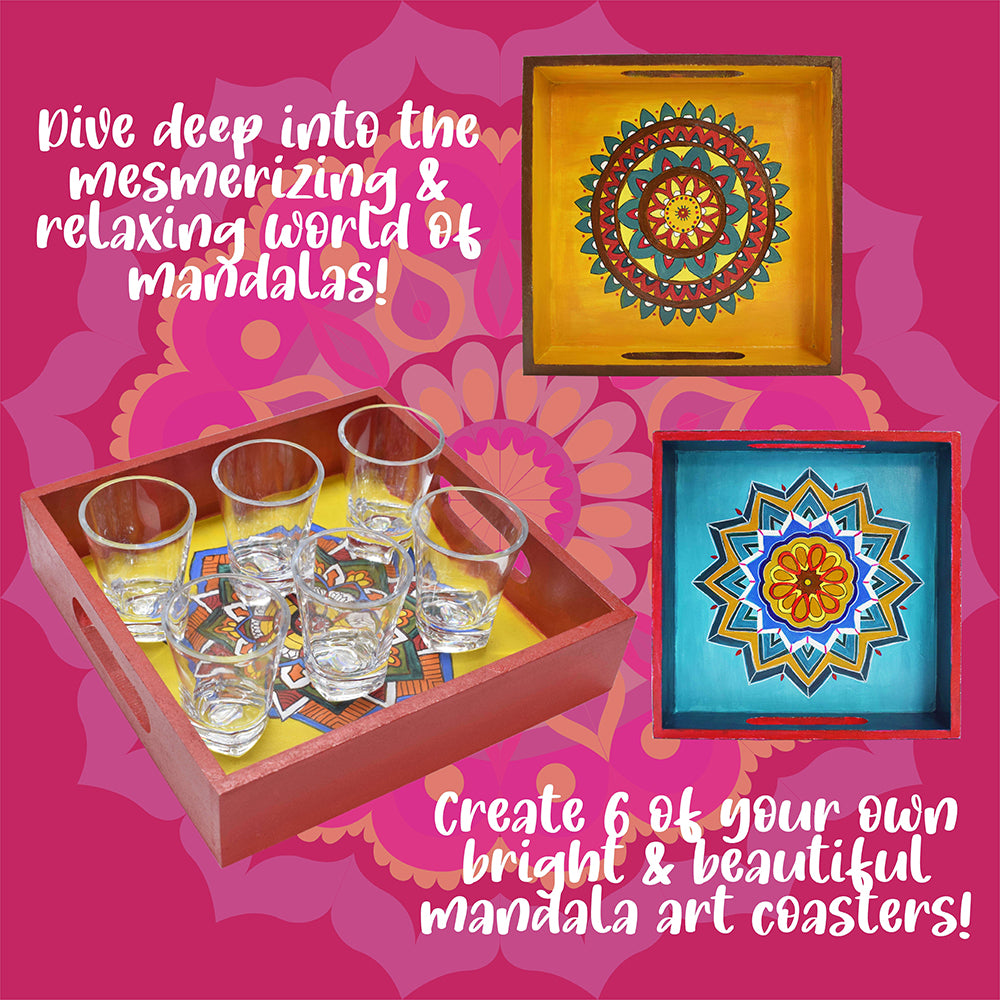 Mandala Art Beverage Tray, Painting Kit for Boys and Girls, Traditional Kit