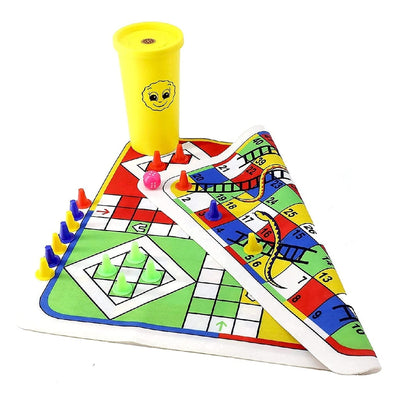 Multicolored Mini 2 in 1 Snakes & Ladders Ludo Play Mat Fold-able Stretchable Board Game