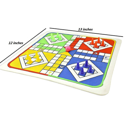 Multicolored Mini 2 in 1 Snakes & Ladders Ludo Play Mat Fold-able Stretchable Board Game