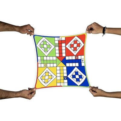 Multicolored Mini 2 in 1 Snakes & Ladders Ludo Play Mat Fold-able Stretchable Board Game