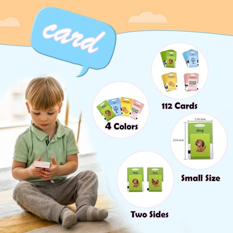 Talking Toy Flash Card Early Language Education 224 Words  for Kids Above 2-6 Years USB Rechargeable Learning Device for Toddlers Playing Cards Preschool