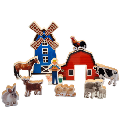 Farm & Farm Animals Wooden Toys Set