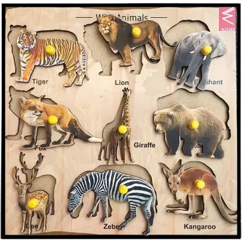 Wooden Wild Animals Educational learning Tray (26 Pieces)