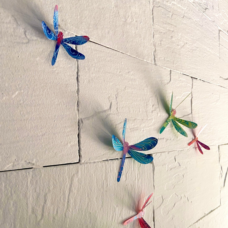 Paper Dragonflies for Wall Decoration: Set of 24