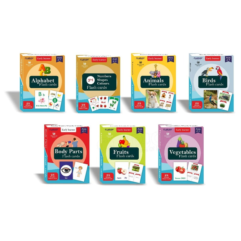 Pack of 7 - Double Sided Reusable Flash Cards (2-4 Years)