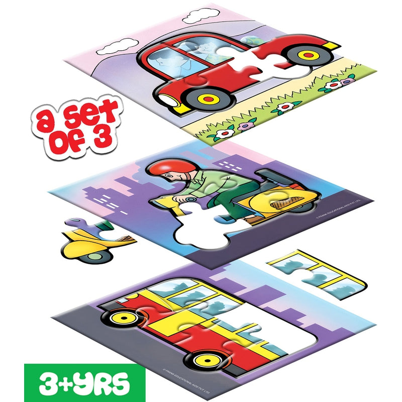 On Road - A Set of 3 First Puzzles - 4, 5 & 6 Pieces