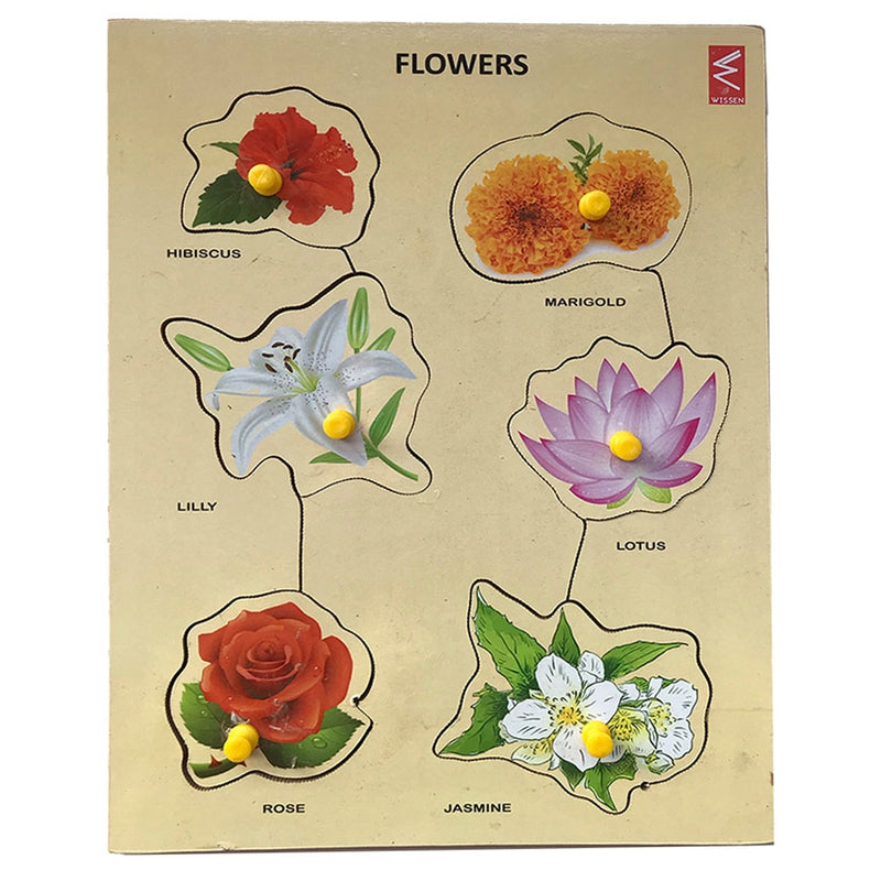 Flower Learning Wooden Educational Puzzle Knob