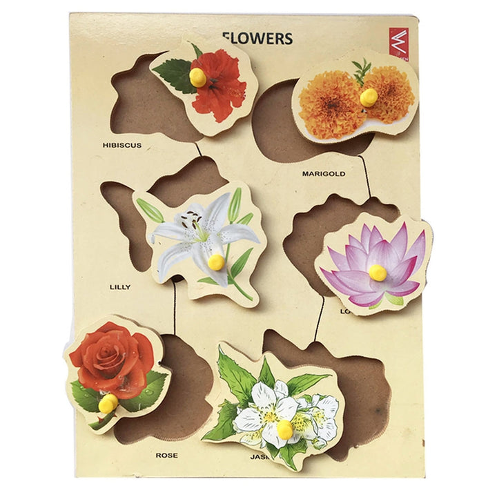 Flower Learning Wooden Educational Puzzle Knob