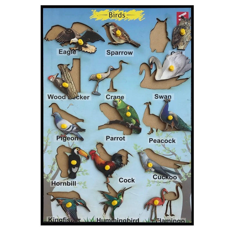 Wooden Birds Learning Educational Knob tray