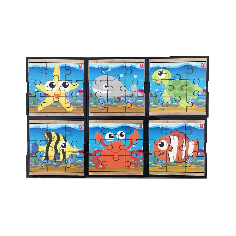 Wooden Jigsaw Aquatic Animal Puzzle - Set of 6