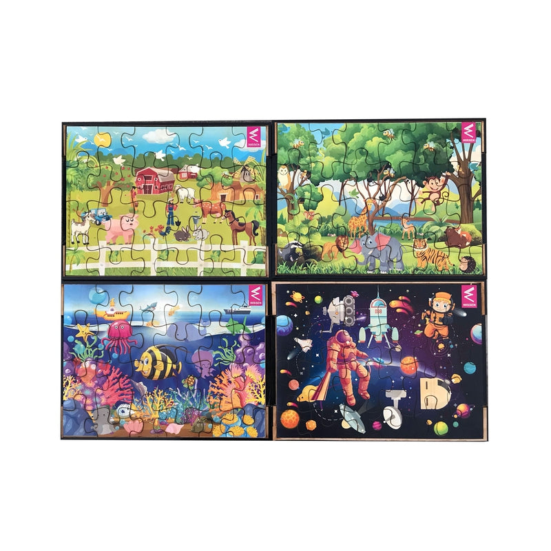 Wooden Jigsaw Puzzle Set of 4