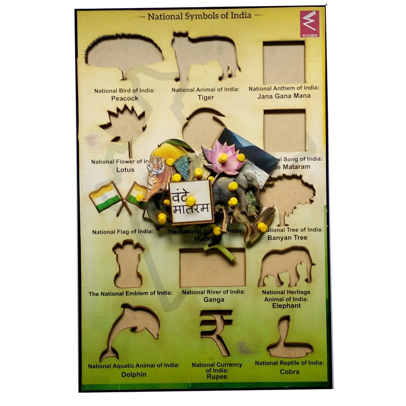 Wooden National Symbols Learning Knob Educational tray - Economy