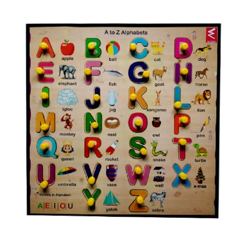 Wooden Capital Alphabet Learning Educational Knob Tray (12 Inches)