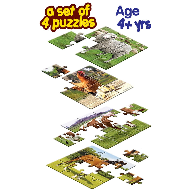 At The Farm - A Set of 4 Puzzles- 6, 8, 10 & 12 Pieces