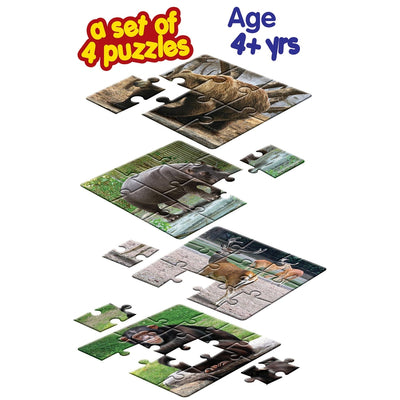 In The Zoo - A Set of 4 Puzzles - 6, 8, 10 & 12 Pieces