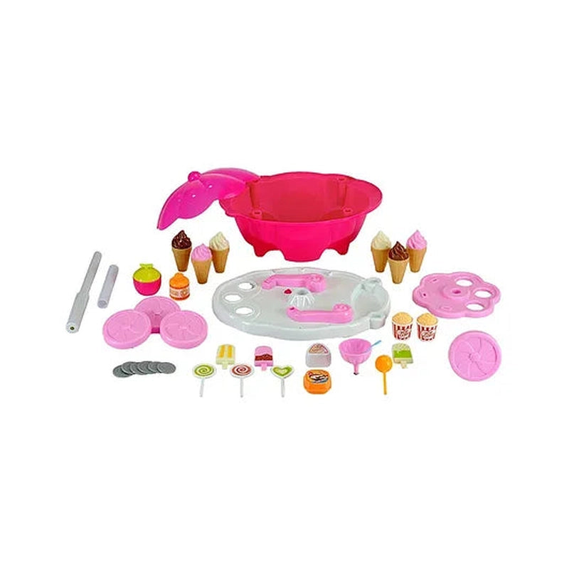 Ice Cream Toy Cart Play Set with Music & Light 30 Pieces - Multicolor