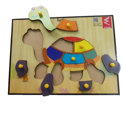 Wooden Turtle parts of body Puzzle learning Educational Knob Tray