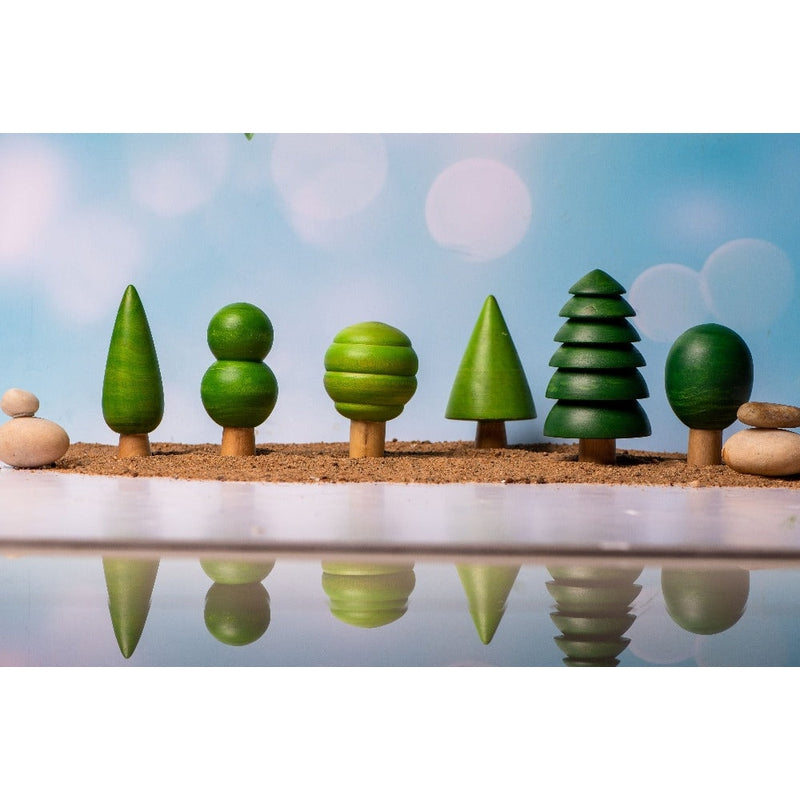 Wooden Farm Animals & 6 Trees Combo