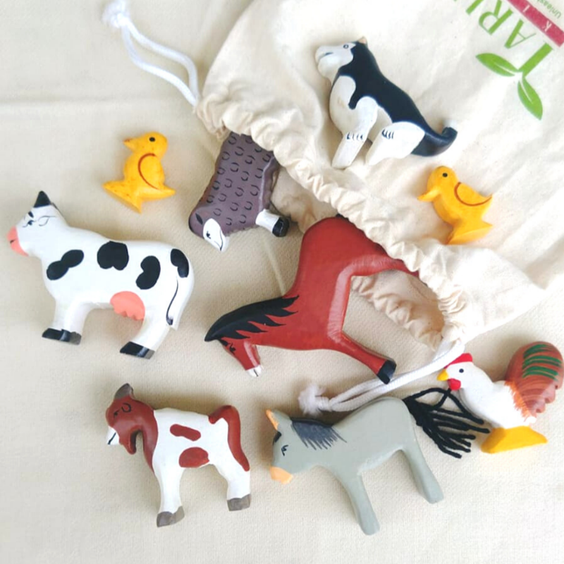 Wooden Farm Animals & 7 Piece Stacker Combo