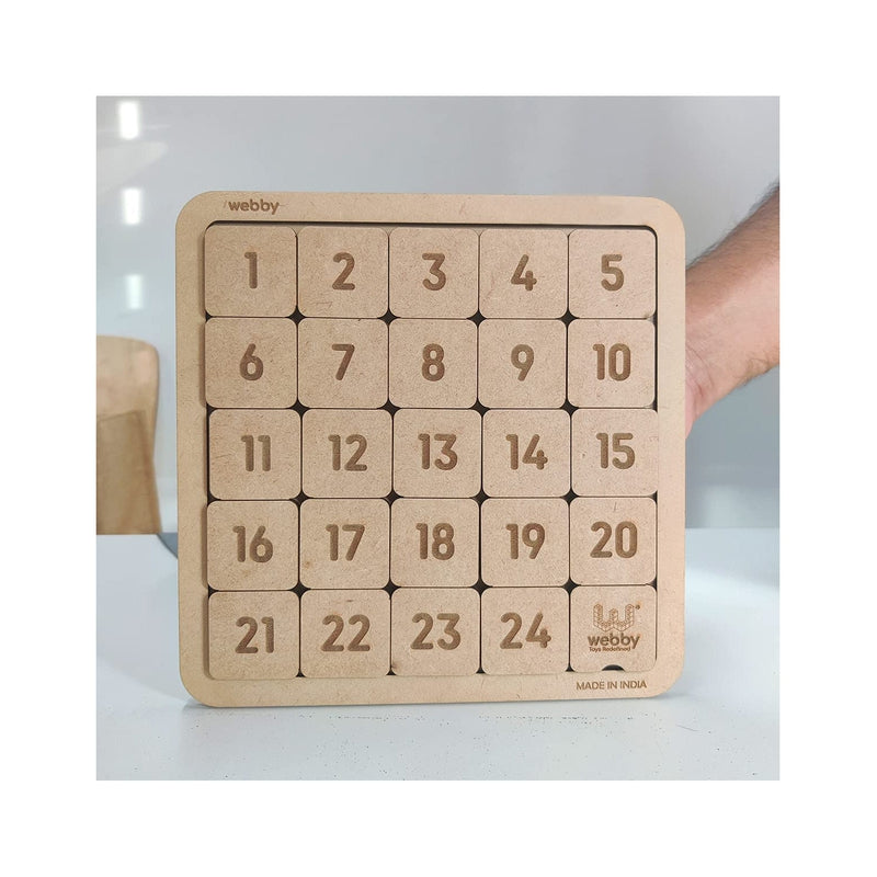 Wooden Numbers Puzzle Brown - 25 Pieces